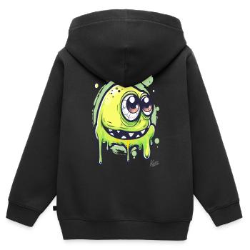 Drôle de monstre visqueux - Sweat Premium à capuche zippé enfant bio - noir - Dos - AI Model Kid Male (0cm)