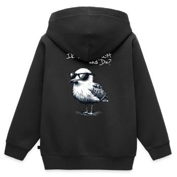 Ik snack platt und Du Coole Nord Möwe Spruch - Kinder Premium Organic Zip Hoodie - Schwarz - Hinten - AI Model Kid Male (0cm)