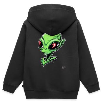 Super Chic Alien - Sweat Premium à capuche zippé enfant bio - noir - Dos - AI Model Kid Male (0cm)