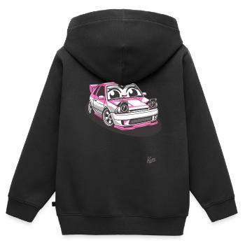 Chibi Auto : Japanisches JDM-Straßenrennen-Tuning - Kinder Premium Organic Zip Hoodie - Schwarz - Hinten - AI Model Kid Male (0cm)