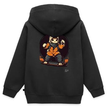 Animaux de la vieille école Snowboard - Sweat Premium à capuche zippé enfant bio - noir - Dos - AI Model Kid Male (0cm)