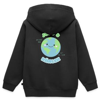 KAWAII ERDE - Kinder Premium Organic Zip Hoodie - Schwarz - Hinten - AI Model Kid Male (0cm)