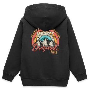 Août 2012 Août anniversaire 2012 Août - Sweat Premium à capuche zippé enfant bio - noir - Dos - AI Model Kid Male (0cm)