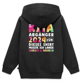 Pour ce maillot, j’ai dû bricoler en jouant pendant longtemps - Sweat Premium à capuche zippé enfant bio - noir - Dos - AI Model Kid Male (0cm)