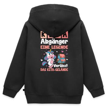 Eine Legende verlässt das Gelände Kita Abgänger - Kinder Premium Organic Zip Hoodie - Schwarz - Hinten - AI Model Kid Male (0cm)