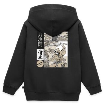 samurai katana Duell vs ninja - Kinder Premium Organic Zip Hoodie - Schwarz - Hinten - AI Model Kid Male (0cm)