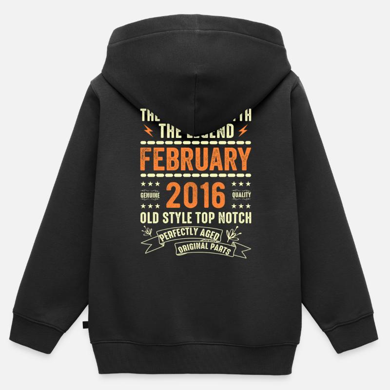 Février 2016 - Février 2016 Anniversaire Février 2016 - Sweat Premium à capuche zippé enfant bio - noir