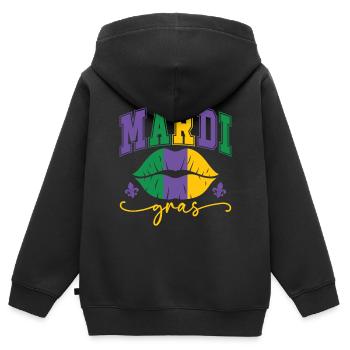 Mardi Gras Lippen - Kinder Premium Organic Zip Hoodie - Schwarz - Hinten - AI Model Kid Male (0cm)