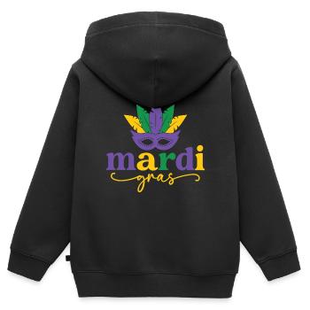 Mardi Gras Maske - Kinder Premium Organic Zip Hoodie - Schwarz - Hinten - AI Model Kid Male (0cm)