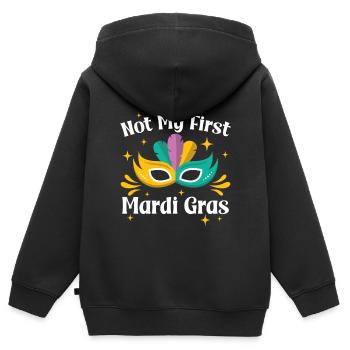 Nicht mein erster Mardi Gras - Kinder Premium Organic Zip Hoodie - Schwarz - Hinten - AI Model Kid Male (0cm)