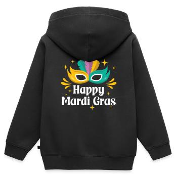 Frohen Mardi Gras - Kinder Premium Organic Zip Hoodie - Schwarz - Hinten - AI Model Kid Male (0cm)
