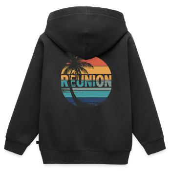 La Réunion - Sweat Premium à capuche zippé enfant bio - noir - Dos - AI Model Kid Male (0cm)