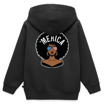 "merica Afro - Kinder Premium Organic Zip Hoodie - Schwarz - Hinten - AI Model Kid Male (0cm)