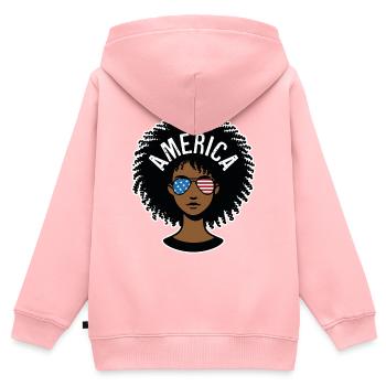 Amerika Afro - Kinder Premium Organic Zip Hoodie - Rosa - Hinten - AI Model Kid Female (0cm)