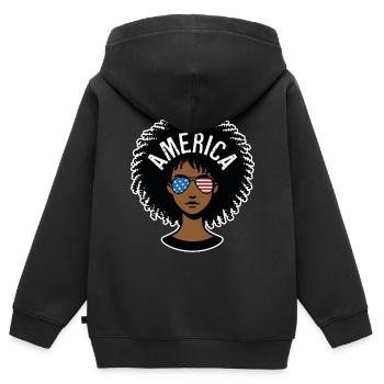 Amerika Afro - Kinder Premium Organic Zip Hoodie - Schwarz - Hinten - AI Model Kid Male (0cm)