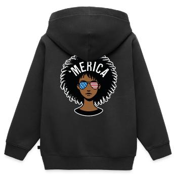 "merica Afro - Kinder Premium Organic Zip Hoodie - Schwarz - Hinten - AI Model Kid Male (0cm)