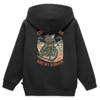 Curvy Roads Are My Domain Motorcycle Biker - Kids Premium Organic Zip-up Hoodie - black - Back - AI Model Kid Male (0cm)