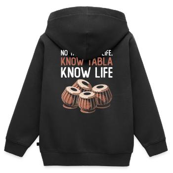 Pas de tabla. Pas de vie. Connaissez-vous Tabla. Savoir - Sweat Premium à capuche zippé enfant bio - noir - Dos - AI Model Kid Male (0cm)