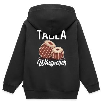 Tabla Whisperer - Sweat Premium à capuche zippé enfant bio - noir - Dos - AI Model Kid Male (0cm)