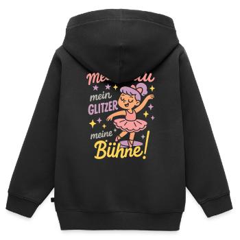 Mon tutu Mes paillettes Mon ballet de scène - Sweat Premium à capuche zippé enfant bio - noir - Dos - AI Model Kid Male (0cm)