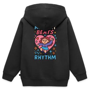 Mon cœur bat en rythme Ballet Girl - Sweat Premium à capuche zippé enfant bio - noir - Dos - AI Model Kid Male (0cm)