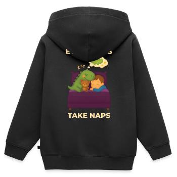 Even Dinos Take Naps Dinosaurierliebhaber - Kinder Premium Organic Zip Hoodie - Schwarz - Hinten - AI Model Kid Male (0cm)