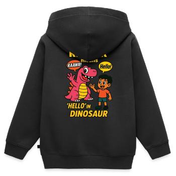 Raawr Means Hello Dinosaur Kindergarten Fun - Kids Premium Organic Zip-up Hoodie - black - Back - AI Model Kid Male (0cm)