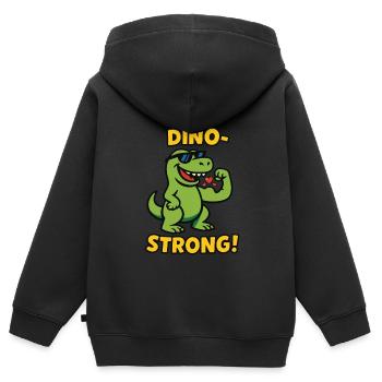 I'm Dino-Strong Tyrannosaurus Rex Kinder - Kinder Premium Organic Zip Hoodie - Schwarz - Hinten - AI Model Kid Male (0cm)