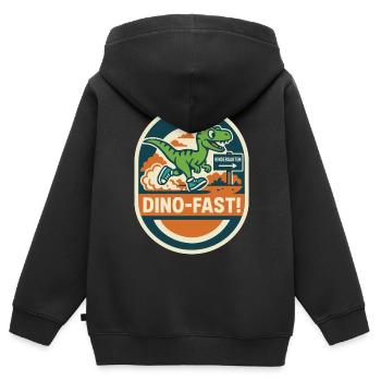 Kindergarten Dino-Fast T-Rex Spaß - Kinder Premium Organic Zip Hoodie - Schwarz - Hinten - AI Model Kid Male (0cm)