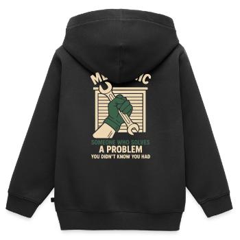 Mécanicien Résolution de problèmes Garage Drôle de dicton - Sweat Premium à capuche zippé enfant bio - noir - Dos - AI Model Kid Male (0cm)