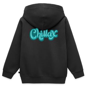 Chill - Kinder Premium Organic Zip Hoodie - Schwarz - Hinten - AI Model Kid Male (0cm)