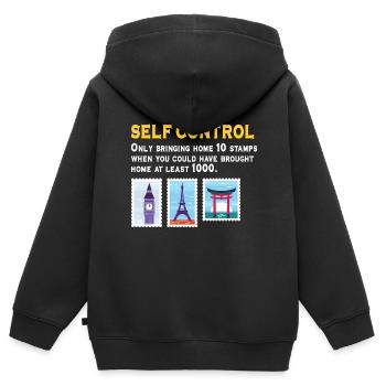 Stamp collecting - Kids Premium Organic Zip-up Hoodie - black - Back - AI Model Kid Male (0cm)