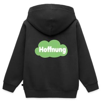 HOFFNUNG - Kinder Premium Organic Zip Hoodie - Schwarz - Hinten - AI Model Kid Male (0cm)
