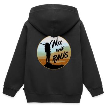 Klettern Wandern Nix wie raus - Kinder Premium Organic Zip Hoodie - Schwarz - Hinten - AI Model Kid Male (0cm)