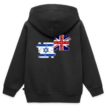Israël Drapeau britannique Israélien Britannique - Sweat Premium à capuche zippé enfant bio - noir - Dos - AI Model Kid Male (0cm)