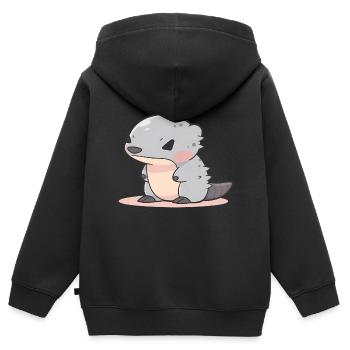 Mangouste - Sweat Premium à capuche zippé enfant bio - noir - Dos - AI Model Kid Male (0cm)