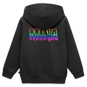 mina rs arc-en-ciel - Sweat Premium à capuche zippé enfant bio - noir - Dos - AI Model Kid Male (0cm)