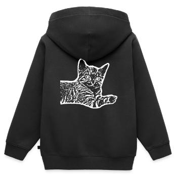 Chat chat chaton - Sweat Premium à capuche zippé enfant bio - noir - Dos - AI Model Kid Male (0cm)
