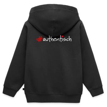 authentisch - Kinder Premium Organic Zip Hoodie - Schwarz - Hinten - AI Model Kid Male (0cm)