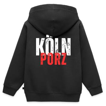 Porz weiß rot - Kinder Premium Organic Zip Hoodie - Schwarz - Hinten - AI Model Kid Male (0cm)