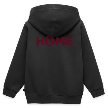 Hallo, Hallo Home, Heim, Zuhause - Kinder Premium Organic Zip Hoodie - Schwarz - Hinten - AI Model Kid Male (0cm)