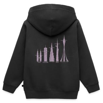 Höchste Wolkenkratzer Wolken Gebäude Mega Türme - Kinder Premium Organic Zip Hoodie - Schwarz - Hinten - AI Model Kid Male (0cm)