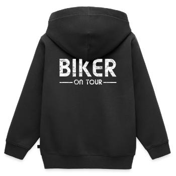 Motorrad fahren - Biker On Tour - Kinder Premium Organic Zip Hoodie - Schwarz - Hinten - AI Model Kid Male (0cm)