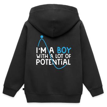 Kind Junge Jungs Geschenk - Kinder Premium Organic Zip Hoodie - Schwarz - Hinten - AI Model Kid Male (0cm)