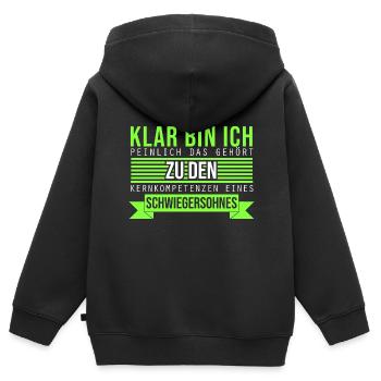Embarrassant compétence de base du gendre motif - Sweat Premium à capuche zippé enfant bio - noir - Dos - AI Model Kid Male (0cm)