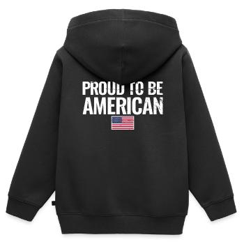 Fier d’être américain DRAPEAU AMÉRICAIN - Sweat Premium à capuche zippé enfant bio - noir - Dos - AI Model Kid Male (0cm)