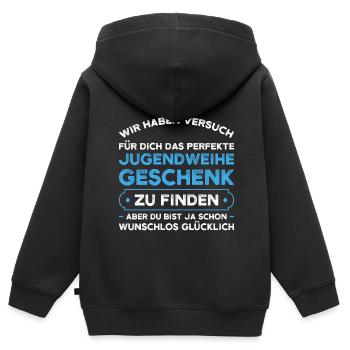 Jugendweihe Jugend Konfirmation Geschenk - Kinder Premium Organic Zip Hoodie - Schwarz - Hinten - AI Model Kid Male (0cm)