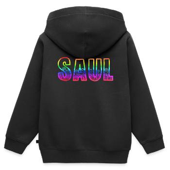 L’arc-en-ciel de Saul R - Sweat Premium à capuche zippé enfant bio - noir - Dos - AI Model Kid Male (0cm)
