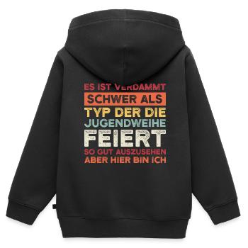Jugendweihe Jugend Jugendfeier Geschenk - Kinder Premium Organic Zip Hoodie - Schwarz - Hinten - AI Model Kid Male (0cm)
