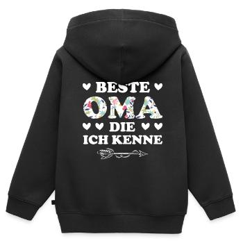 Oma Großmutter Großeltern Geschenk - Kinder Premium Organic Zip Hoodie - Schwarz - Hinten - AI Model Kid Male (0cm)